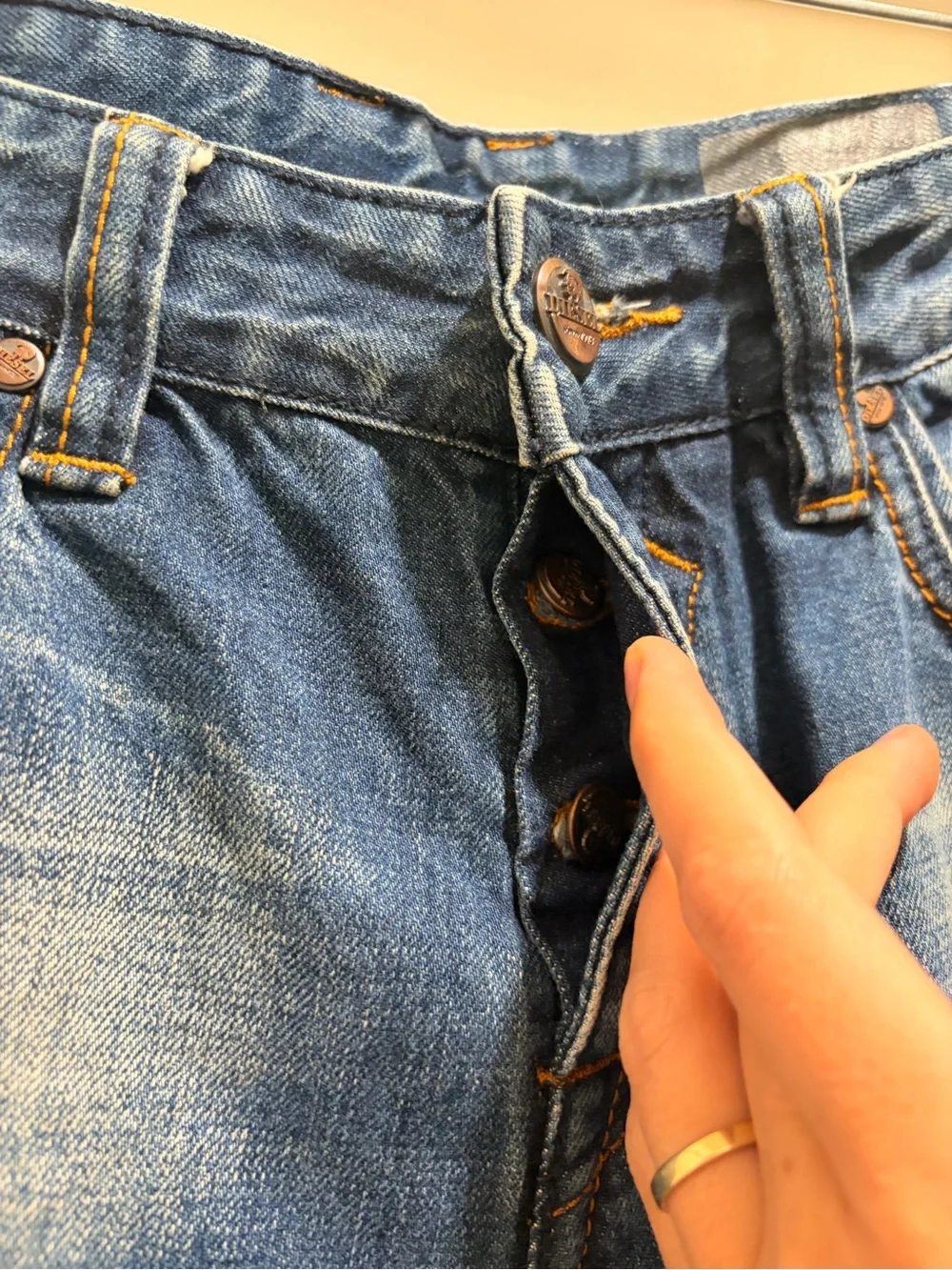 Diesel Italian Denim Blue Distressed Straight-Leg Jeans